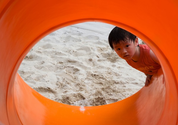 down the slide